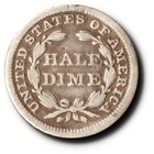 1853 No Arrows Seated Liberty Half Dime H10c F Fine