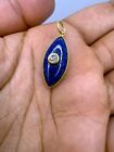 18k Gold Natural Lapis Lazuli Charm Pendant handmade Evil Eye Lapis Lazuli Charm