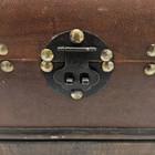 Vintage Style Wooden Treasure Chest Trunk Brown Faux Leather Brass Rivets 12in