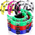 7-piece Double Row Half Moon Tambourine - Handheld Percussion With Metal Jingles