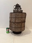 Antique 19th Century Handmade Large Chinese Wire Hanging Lantern Light Metal