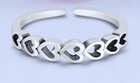 Sterling Silver  925 Stamped Sideway Hearts Adjustable Toe Ring Mid Ring 
