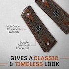 1911 Full Size Grips Double Diamond Checkered Rosewood Black Colt Medallion