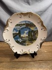 Vintage Yellowstone National Park Souvenir Plate Multi Scene Gold Trim