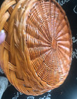 Vtg Lg Round English Willow Wicker Woven Basket Serving Chip   Dip Tray 15 5 d