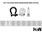 T-316 Stainless Steel Bow Shackle Heavy Duty Marine Grade 9 16  To 1  Same Size 