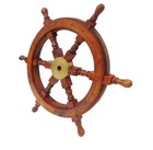 Nautical Wooden Brass Centre Ship Pirate Wall Decor Marine Boat Steering Wheel