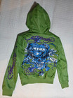Ed Hardy Vintage Leather Hoodie Jacket  love Kills Slowly  With Skull   Heart