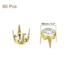 60 Pcs Rhinestone Studs  6mm Round Rivets Claw Beads Nailhead  Gold white