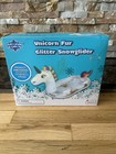 New Large Unicorn Fur Glitter Snowglider Snow Glider Inflatable Sled 72 x 27 x33