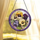 Pansies Flower Stained Glass Suncatcher  Window Hangings  Wall Decor  Flowers