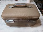 Vintage American Tourister Tan Cosmetic Train Case Luggage W  Tray   Mirror