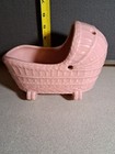 Vintage Ceramic Cradle Bassinet Planter Pink  705loc22