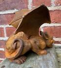 Winged Laying Gargoyle Cast Iron Gothic Sculpture - Indoor   Outdoor - Rusted