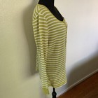 Gh Bass   Co Green Striped Long Sleeve Waffle Knit Henley Womens Top Xl