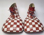 Vintage Jumbo Red And White Checkered Clown Shoes Leather Cats Paw 