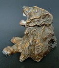 Antique Roaring Lion Cast Metal Inkwell