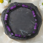 Natural Amethyst Hematite Beaded Crystal Protection Energy Stretch Bracelet