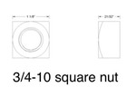  20  3 4-10 Square Nuts Steel Plain Regular 3 4  -10  1-1 8 X 21 32  Square Nut