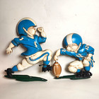 Vintage Football Wall Decor Homco 1976 Cast Metal Player Plaques Sports Pair
