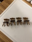 Set Of 4 Dollhouse Miniature Wooden Stained Chairs  Preowned
