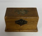 Antique Wooden Sewing Box Chest Clark   s Ont Advertising Hinged Lid 1880s