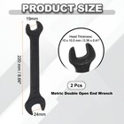 2 Pcs 19mm X 24mm Metric Double Open End Wrench Carbon Steel Spanner Tool Black