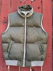 Vintage 70s 80s Down Feather Puffer Vest Gray Green Reversible Outdoors Ski Gorp