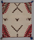 1920 Navajo Double Saddle Blanket  Longhorn Bull Heads