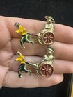 Vintage Asian Lot Of 2 Chinese Rickshaw Man Enamel Pin Brooch 1 5   