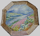 Antique Miniature Painting On Silk Mesh Hidden Face Victorian Vexierbild Signed