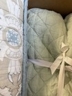 Pottery Barn Belgian Flax Linen Diamond Quilt Spring Green   Full queen   88 X 92