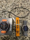 Garmin Fenix 8 Amoled Sapphire 51 Mm Watch Titanium W Spark Orange Silicone Band