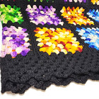 Vtg Granny 70 Square Black Colorful Afghan Crochet Throw Blanket Rosanne Retro