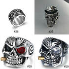 Vintage Mens Silver Stainless Steel Gothic Punk Biker Rings Jewelry Lots Sz8-15