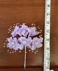 Purple   White Organza Flower Pearl Beaded Bridal Hair Pin On Metal Wire
