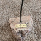 Vintage Brutalist Metal Rose Sculpture Stone Base Portland Rose Mcm Welded Art