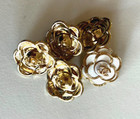 Chanel Vintage White And White Pearls Gold Metal Button 23 Mm  set Of 5 
