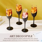 Black   Copper Stemmed Champagne Flutes  Wedding Party Toasting Glass  Set Of 4