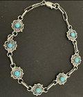Vintage Native American Turquoise Link Bracelet 7 42 Grams