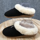 Dearfoams Clog Mule Slippers Womens 9-10 Slip On Comfort Indoor Faux Fur Black