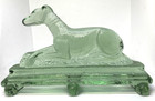 Pair Antique Victorian Green Glass Borzoi Wolfhound Greyhound Dog Bookends Set