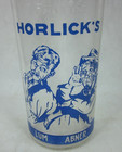 Horlick s Racine Wisconsin Malted Milk Mixer Glass Acl Blue Paint Characters Fun