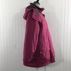 Lands End Pink Parka Long Jacket Womens Medium 10 12 Hooded Zip Up Snap