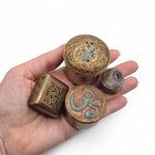 Vintage Lot Of 4 Colorful Enameled Brass Trinket Pill Boxes Made In India