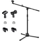 Heavy-duty Tripod Boom Microphone Stand  Adjustable Height  Black Metal