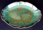 Vintage Empire Art Deco Turquoise Lustre Hand Painted Plate   Dish-tropical Fish