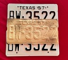 1957 Texas Vintage License Passenger Plate Set-pair   Bw 3522