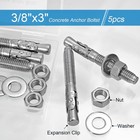 3 8 x 3  Concrete Anchor Bolts 5pcs 304 Stainless Steel Wedge Anchors Heavy-duty