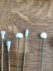 Lot Of 16 Antique  Assorted Hat Stick Pins Milk Glass Chrome Crystal Faux Pearl 